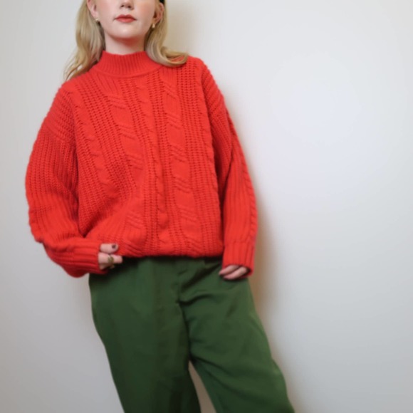 Vintage 90's cherry red knit mockneck sweater - Picture 4 of 6